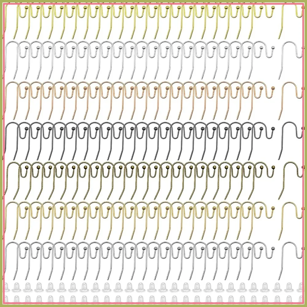 

750Pcs French Earring Hooks, Hypoallergenic Fish Hook Ear Wires with Silicone Backs, 7 Colors for Jewelry Making