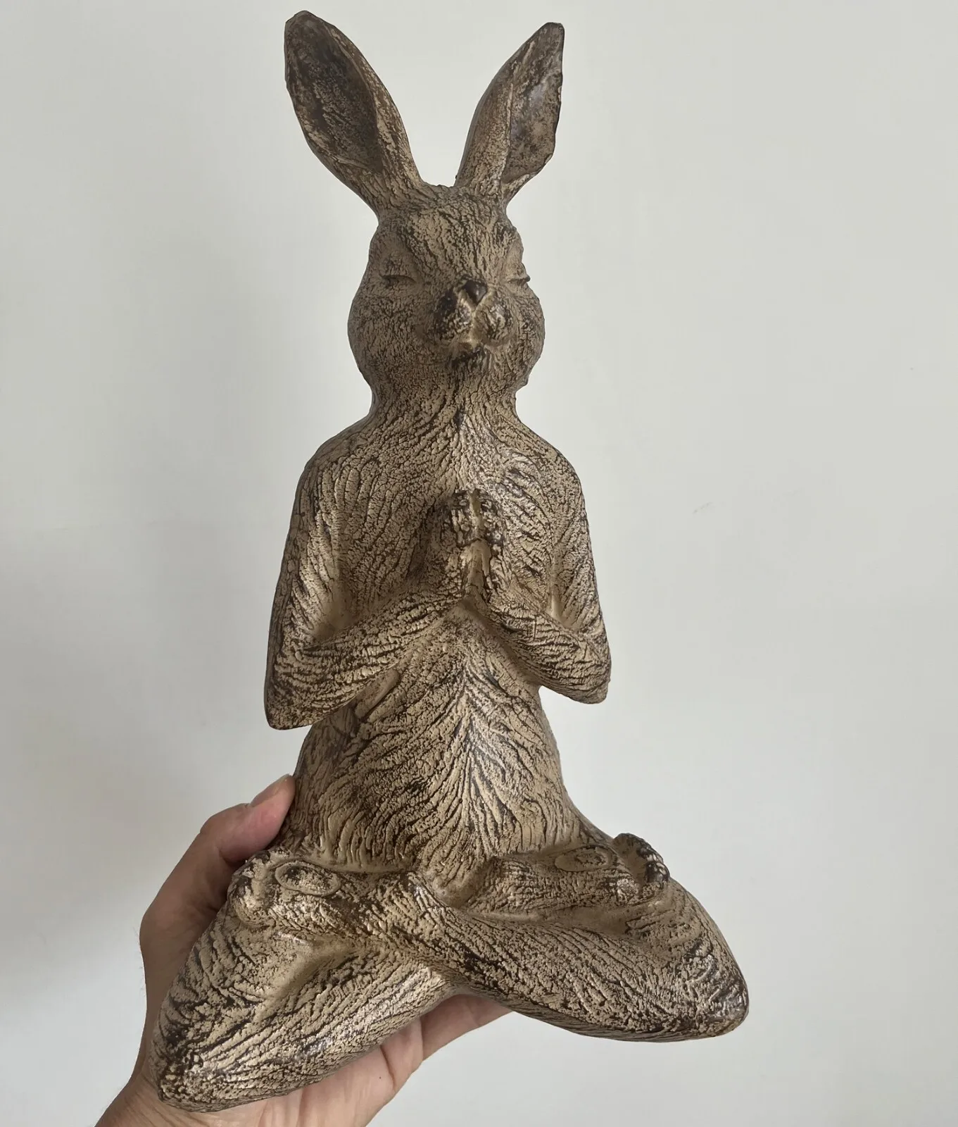 Meditating Statue Cute Bunny Zen Sculpture Home Garden Yard Art Decor