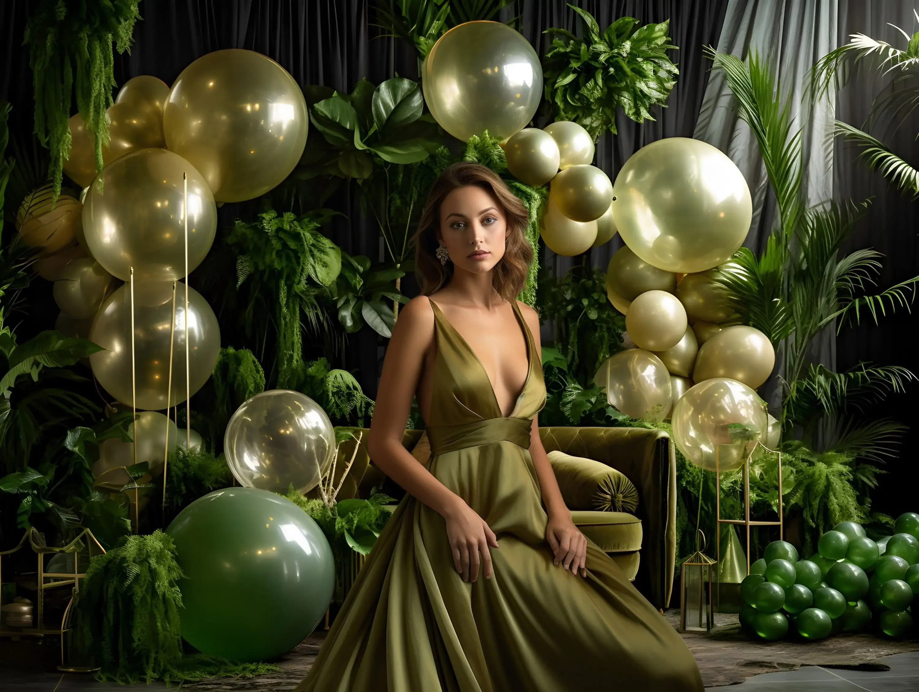 Mehofons Balon latar belakang fotografi dalam ruangan tirai dalam ruangan anak dewasa pesta ulang tahun dekorasi potret latar belakang Studio foto