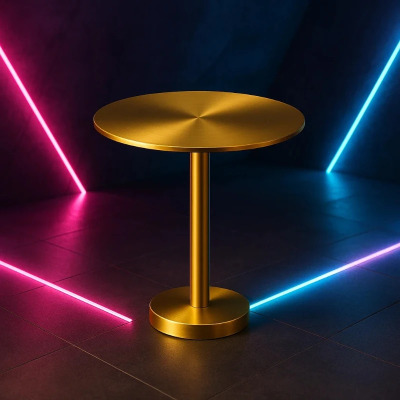 

Stainless Steel Cafe Table Compact Counter Bar Desk Easy Clean Rustproof Corner for Modern Coffee Shop Design