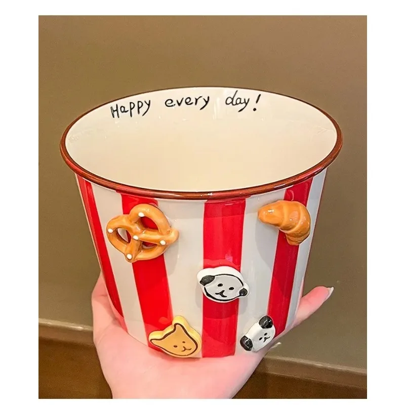1PC 1130ml Gift Box Packaging  Ceramic Snack Household Soup Bowls Noodle Snacks, Fried Chicken, French Fries, Buckets, Popcorn