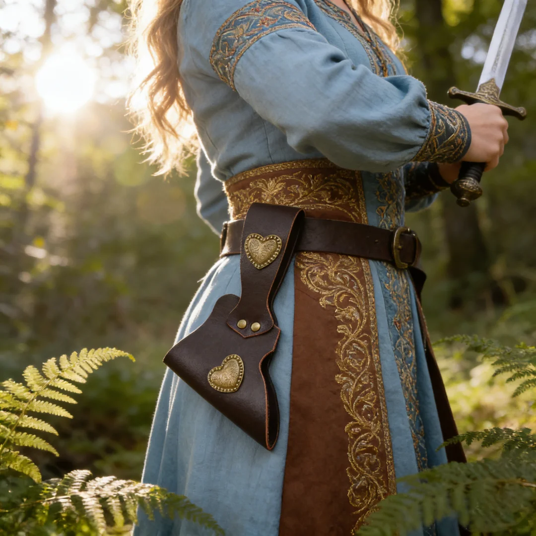 Medieval Belt Accessories Knight Double Back Sword Scabbard Frog Seat PU Leather Sword Buckle Belt Holster Viking Role Play