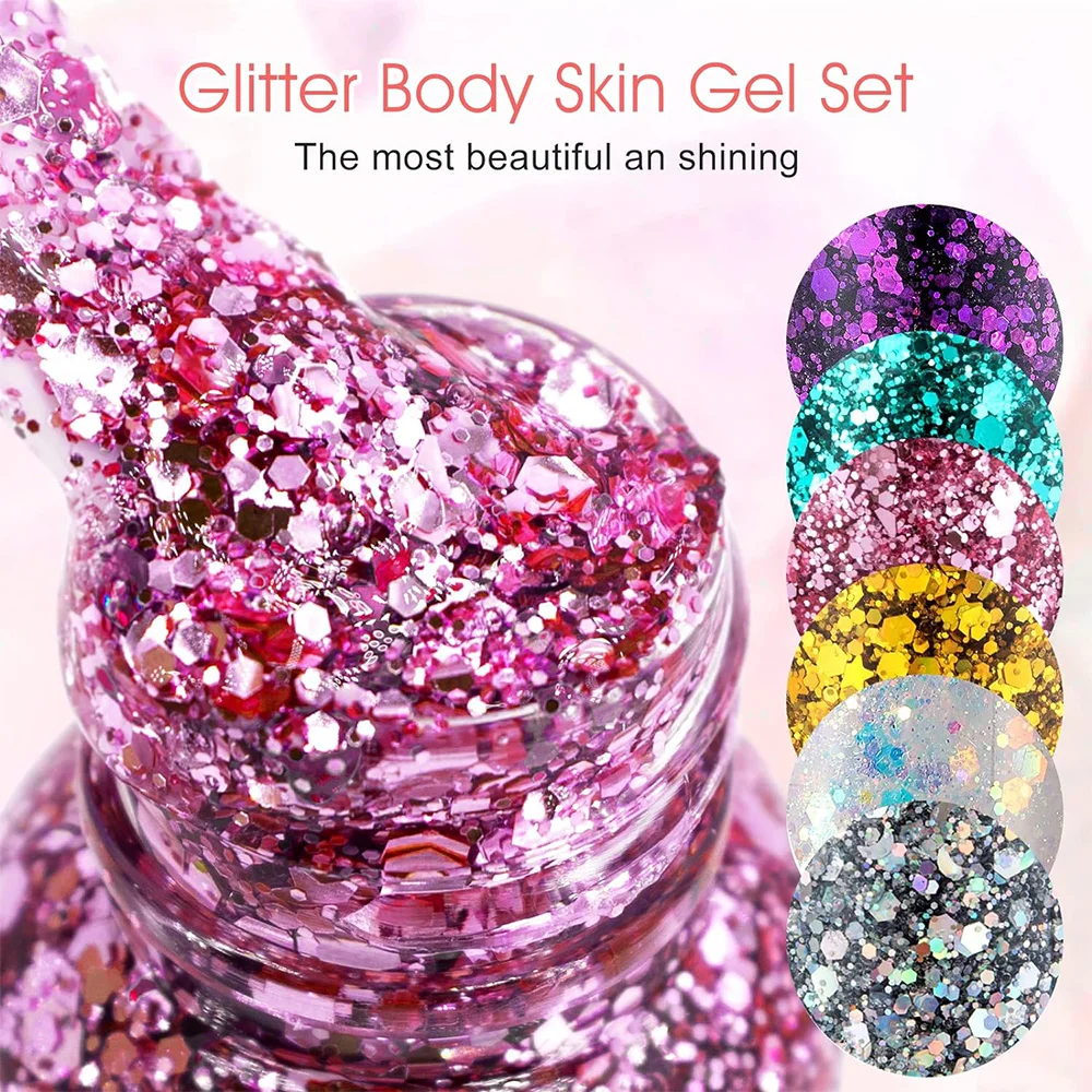 3pcs Body Glitter Gel Face Glitter Makeup Party Festival Glitter Gel Eye Eyeshadow Hair Glitter Gel for Bar Makeup