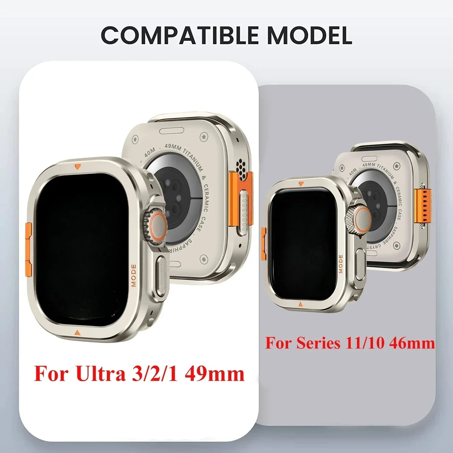 Metal Case+Strap for Apple Watch Ultra 3 2 1 49mm Series 11 10 46mm Titanium Band Hard Aluminum Alloy Bumper Protector Cover