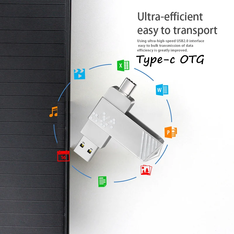 Baru Tipe-c 2 In 1 OTG 128GB 64GB Flashdisk USB Kecepatan Tinggi Flash Drive OTG Pen Drive 64GB 128GB 2 In 1 Tipe C OTG USB Flash Drive