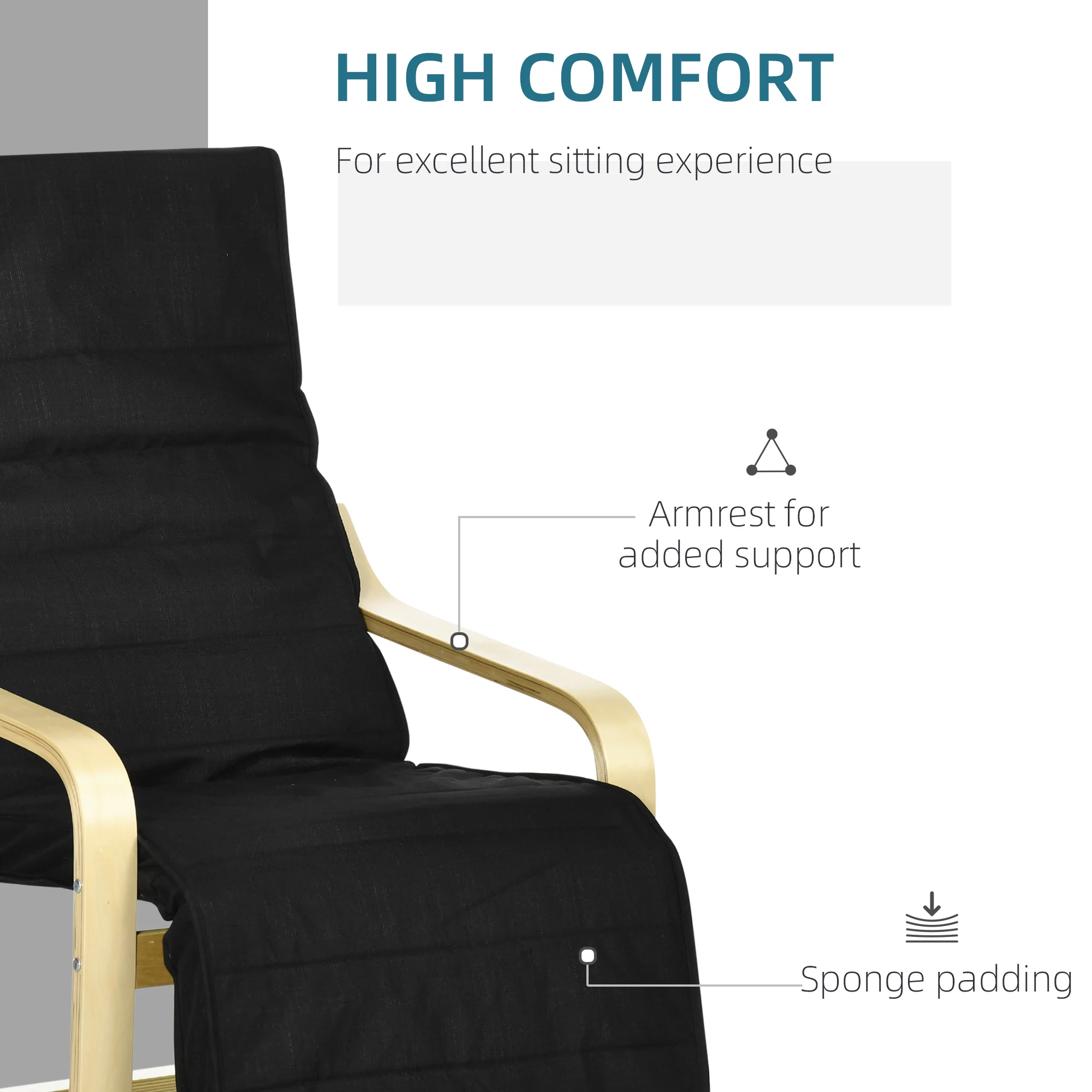 HOMCOM Lounge Chair Recliner Adjustable Footrest Home