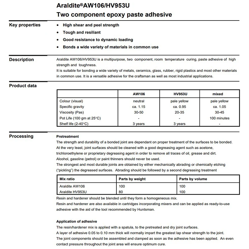 ARALDITE AW106 Harz-Härter HV953 U Mehrzweck-Epoxidkleber für Plattenverklebung von Materialien wie Metall, Keramik, Holz – Detail 2