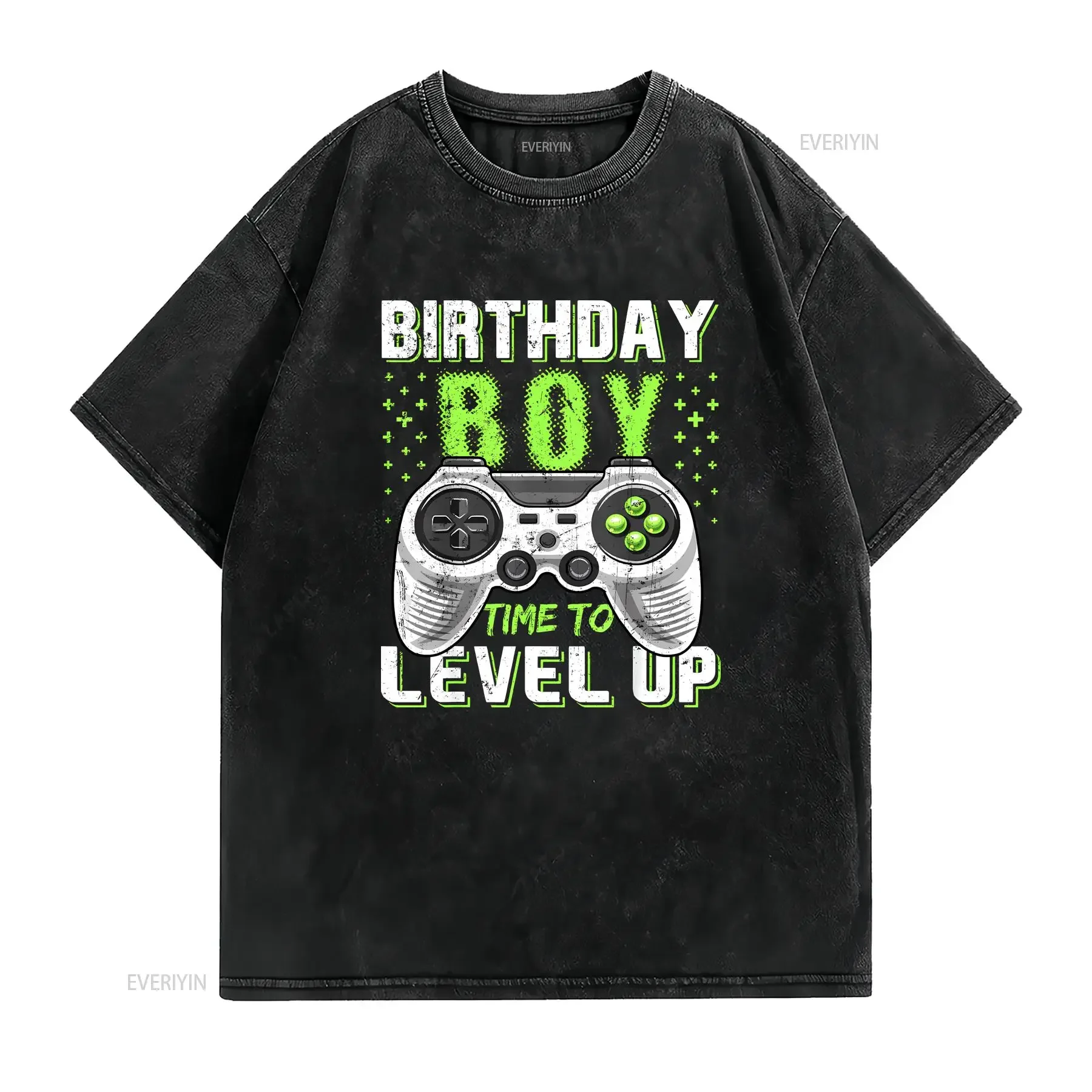 Birthday Boy Time to Level Up Video Game Boys T Shirt SweaT 12192 vintage Washed Versatile Top For Everyday Wear Casual Stylish