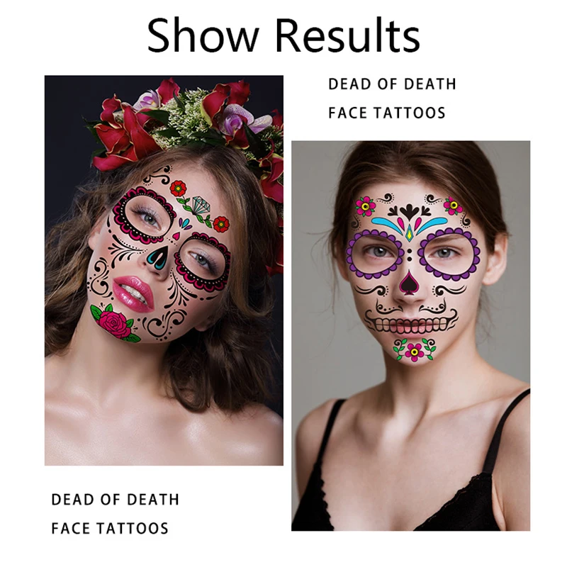 1 Piece New Halloween Fun Disposable Facial Tattoo Sticker Creative Non Toxic Temporary Makeup Sticker