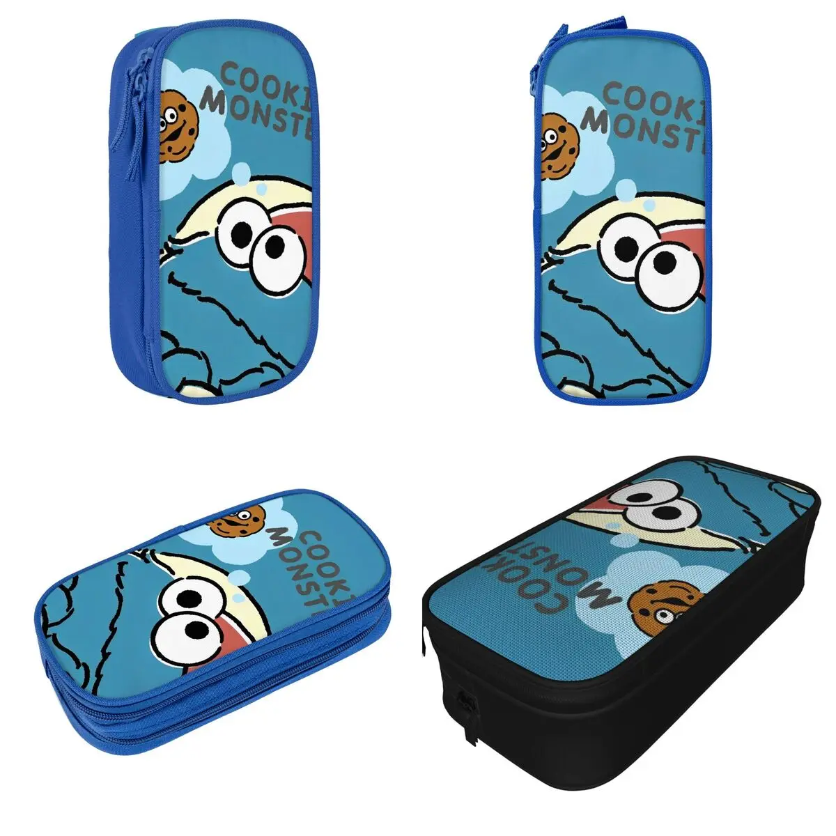 Cartoon S-Sesame Street Cookie Monster Pencil Case Pencilcases Pen for Student Big Capacity Pencil Bags School Gifts Stationery