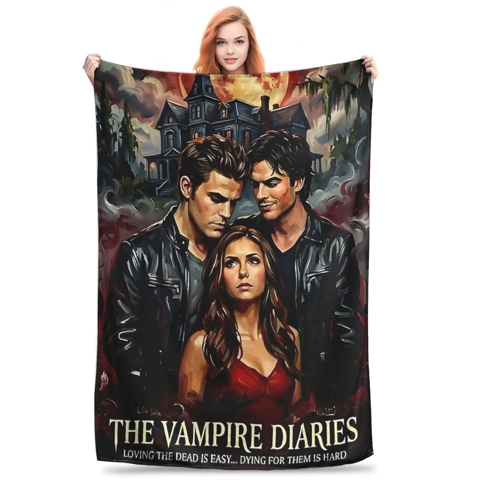1PC Home Cutecore Room Decor Salvatore Brothers High Drama Vampire Blanket Throw Blanket  Novelty Warm Blanket All Season