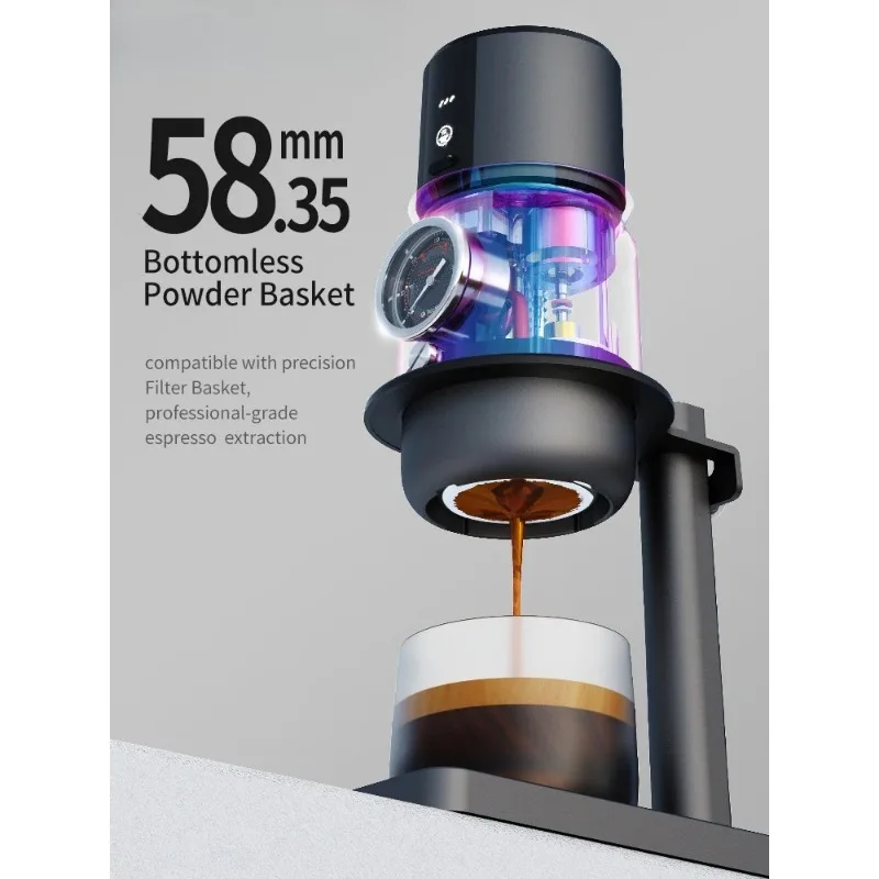 Super58 Portable Electric Espresso Machine Travel Coffee Maker for Camping Car Coffee Maker with USB-C Bracket Tamper