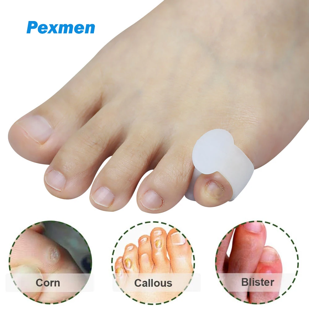 Pexmen 2Pcs Gel Toe Separator Pinky Toe Spacers Little Toe Cushions for Preventing Rubbing & Relieve Pressure Foot Care Tool