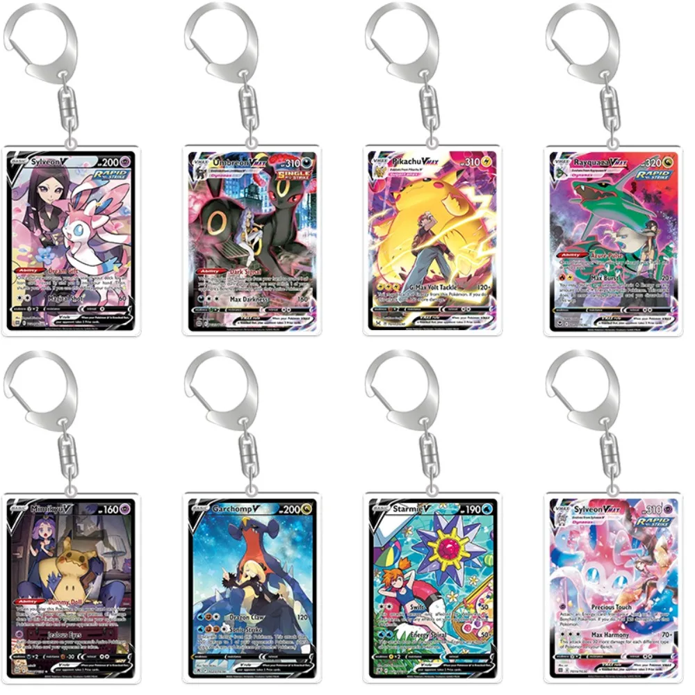 لبوكيمون سلسلة مفاتيح مصنوعة من الأكريليك Rayquaza Starmie Umbreon Mimikyu Sylveon Eevee ظهره قلادة أنيمي الطرفية هدية عيد