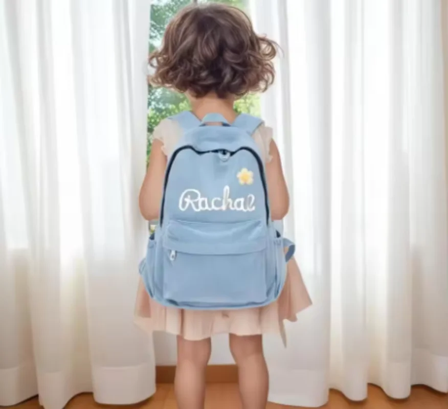 Personalized Denim Fashion Backpacks for School Trend Students Embroidery Name 2025 Jeans Bag Large Capacity Climbing Rucksack