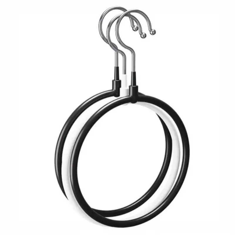 Multi-functional Ring Scarf Hanger Single Plastic Coated Non-slip Towel Rack Storage Trace Simple Tie Hanger