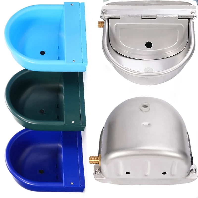 プラスチック-ステンレス製自動給水器、フロートバルブ付き、牛、馬、羊などの家畜用給水器