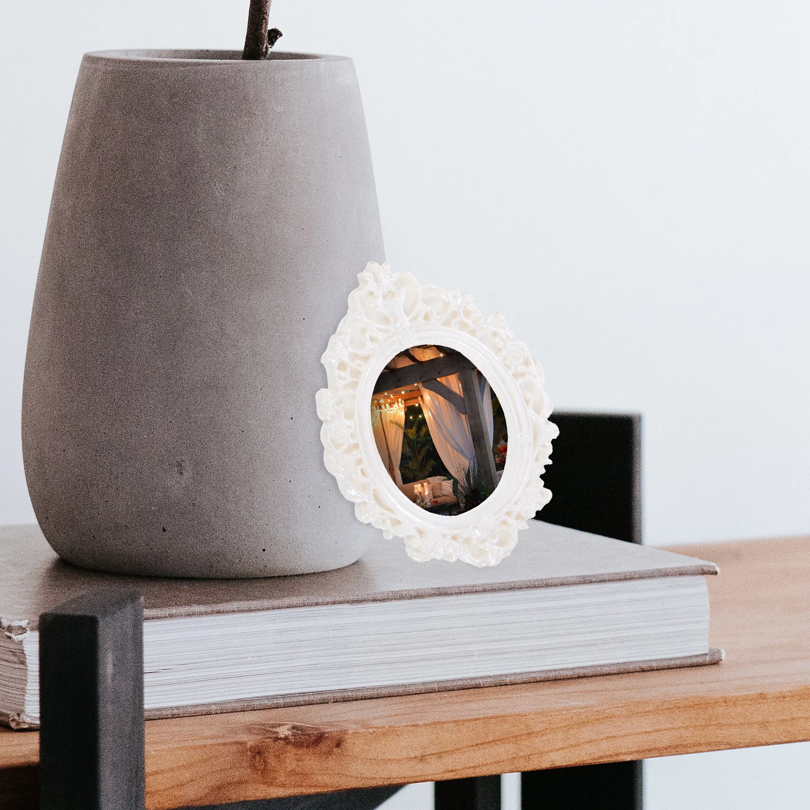 

6Pcs Miniature Vintage Photo Frame Set Resin Oval Frames for DIY Home Decor Craft Supplies Small Picture Frame Accessories