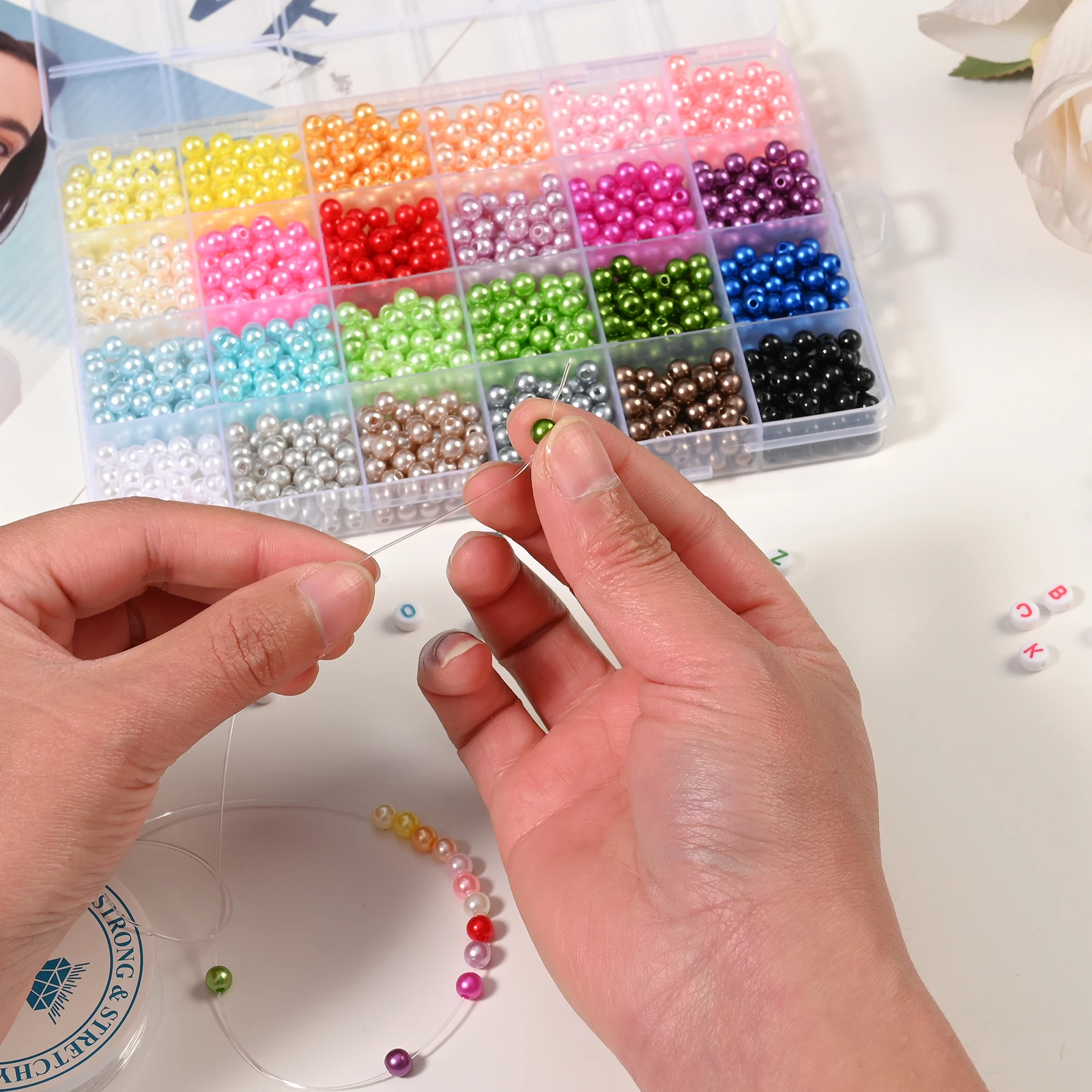 3/4/5/6/8/10/12mm Colorful Acrylic Pearl Beads Loose Spacer Beads For Needlework Jewelry Beads Making Bracelet Necklace Earring image 4