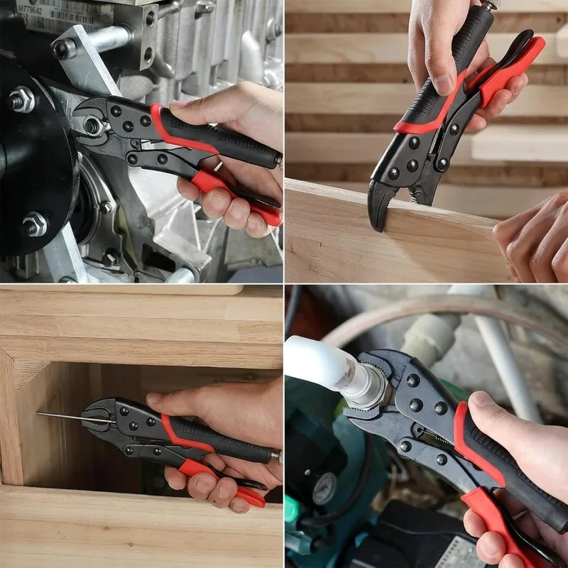 3Pcs Locking Pliers Set, Curved Jaw Locking Pliers with Anti-slip Handle Heavy Carbon Steel Vice Grip for Clamping Twisting Welding