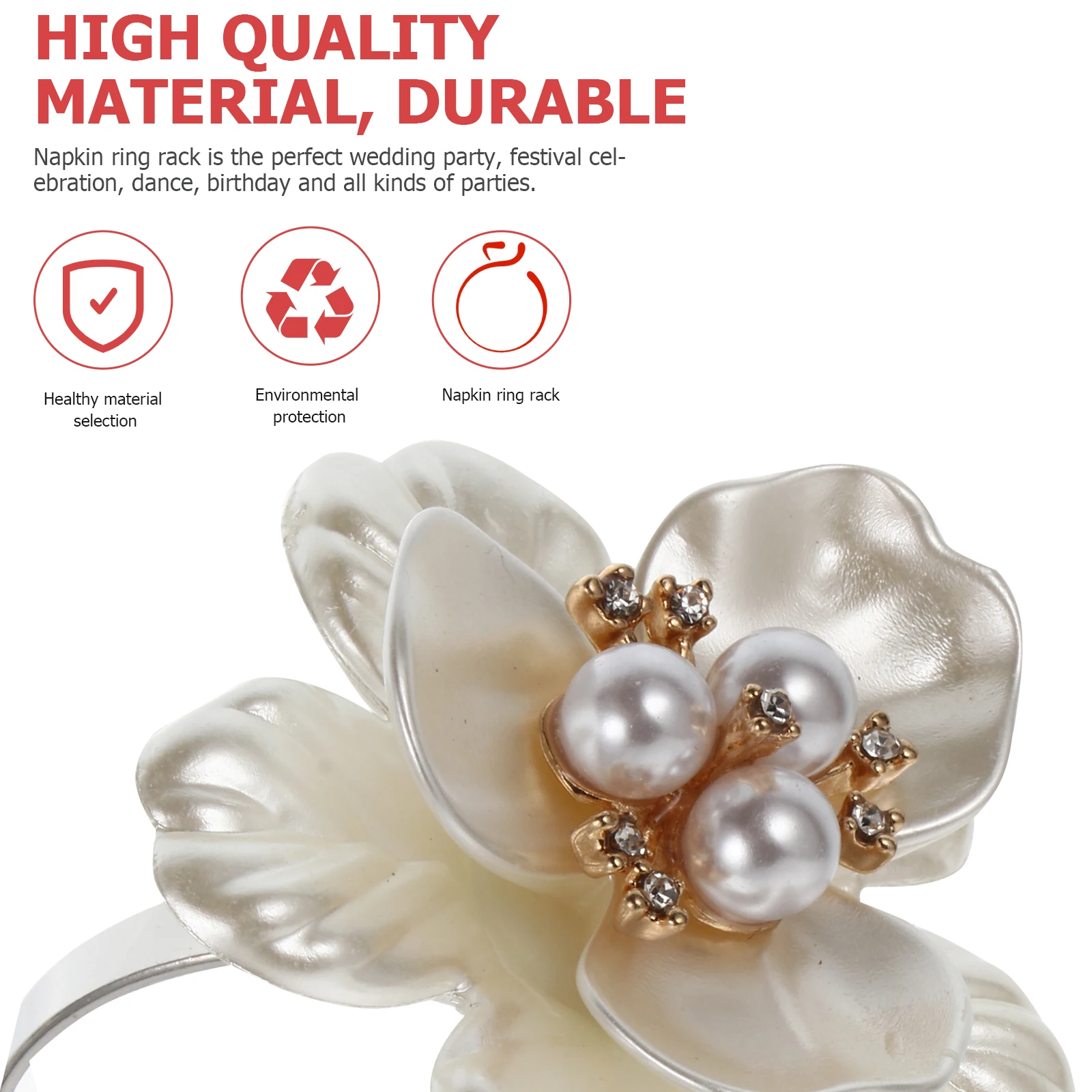 

1Set Pearl Flower Napkin Rings Delicate Acrylic Decorative Buckles Weddings Parties Table Napkin Buckle Supplies