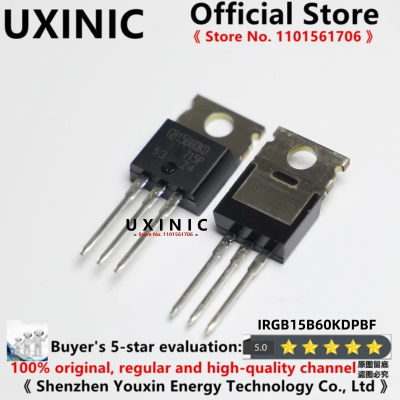 UXINIC  100% New Imported Original IRGB15B60KDPBF IRGB15B60KD GB15B60KD TO 220 MOS FET 600V 31A