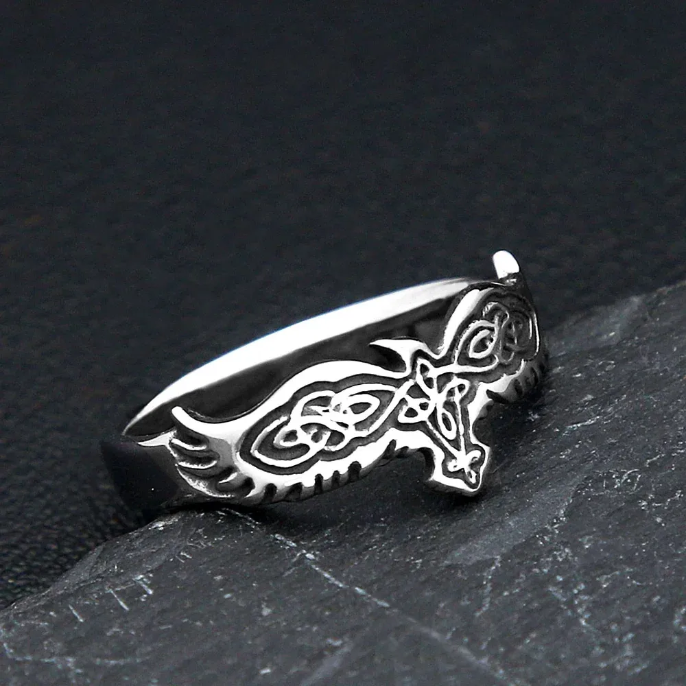Viking Raven Celtic Knot Stainless Steel Ring Nordic Gothic Punk For Men And Women Motorcycle Stlye Fashion Jewelry Gifts