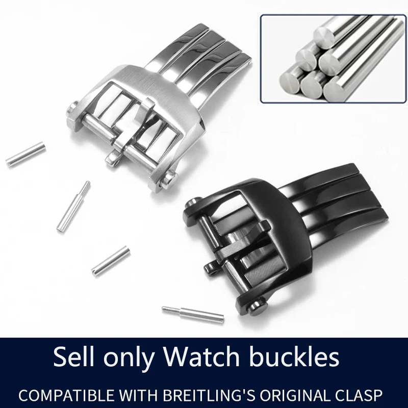 

18mm 20mm silver black rose gold solid stainless steel deployment watch clasp for Breitling metal folding buckle accessory