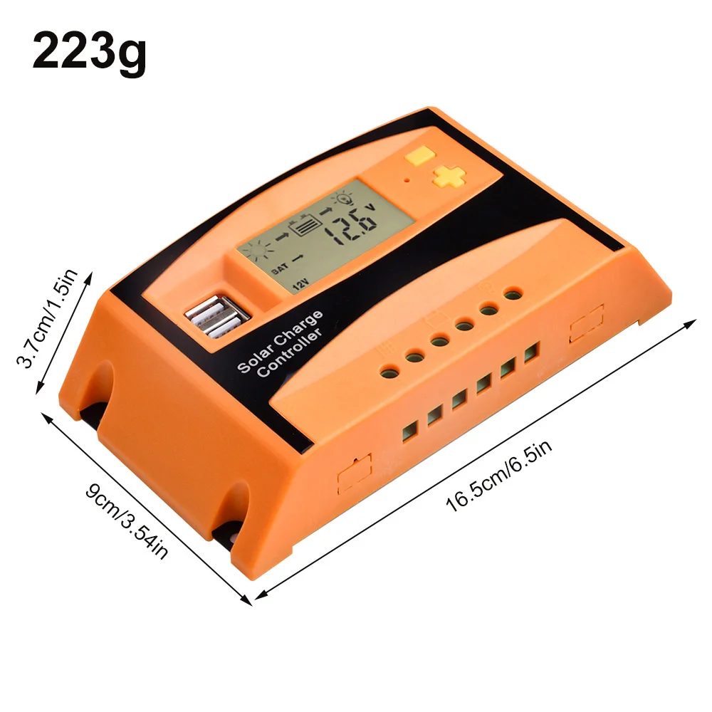 20A/30A PWM 12V/24V Solar Energy Controller LCD Function Dual USB Solar Cells Panel Battery Charge Regulator Voltage Stabilizer