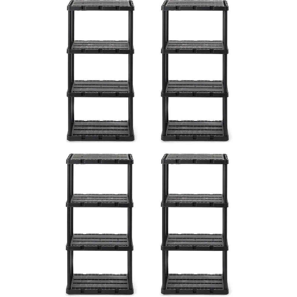 Gracious Living 4 Pack Light Duty Storage Shelves, Kt-A-Shel 4-Shel Ventilated Shelving Rack Organizer or Home, Garage, Basement