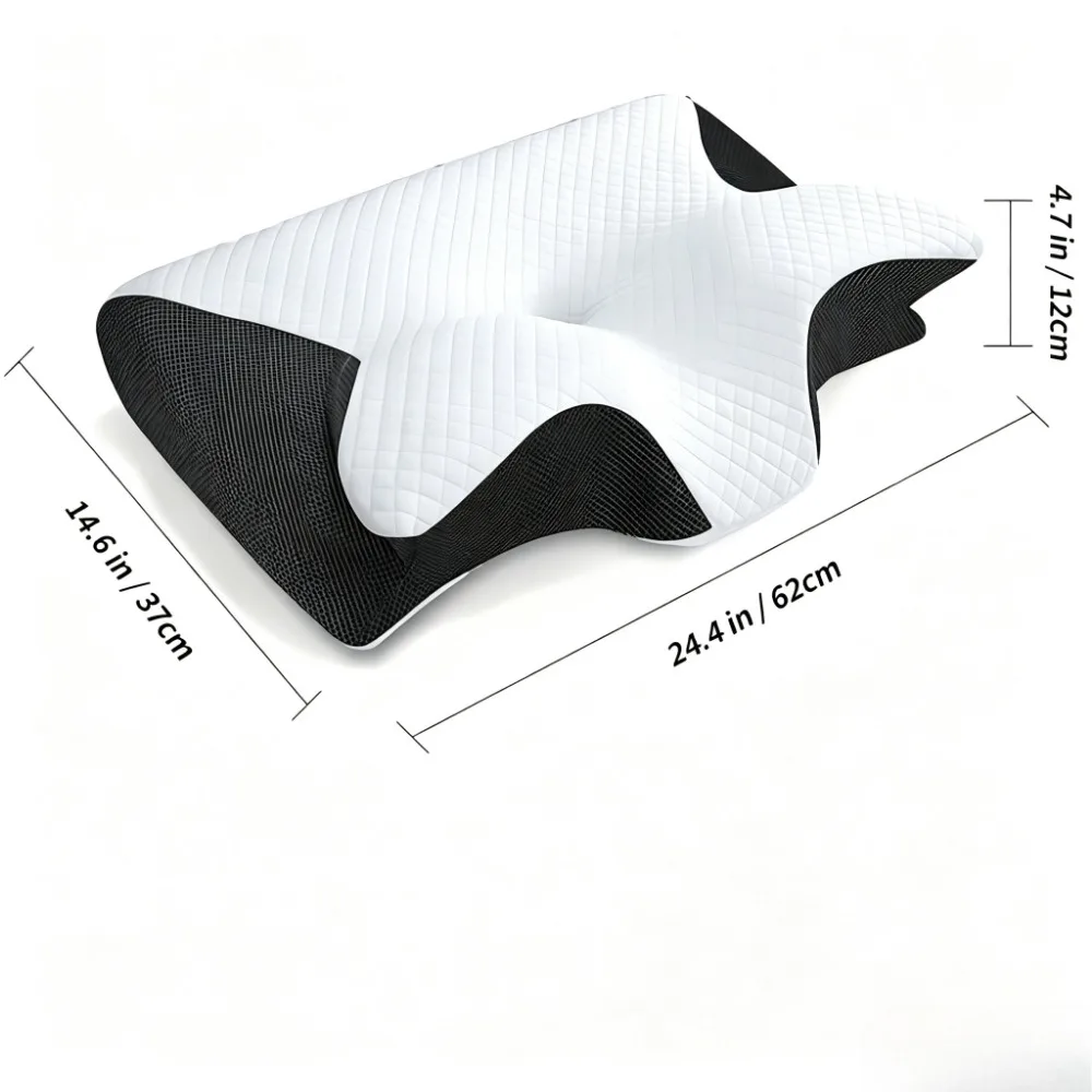 Ergonomic Butterfly Horn Cervical Memory Foam Pillow Orthopedic Neck Support for Side Back Sleepers Slow Rebound Contour