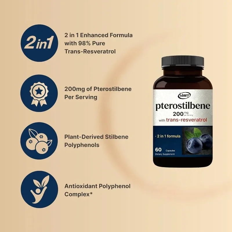 Purple Sandalwood 200 Mg/portion, Containing 60 Capsules of Trans Resveratrol - Two in One Antioxidant Polyphenol Formula