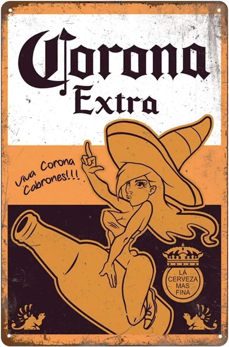 Bayyon Tin Signs Retro Vintage, Corona Extra Beer, Home Bar Man Cave Diner Garage Man Cave Decor, 8x12/20x30cm--Tin Sign