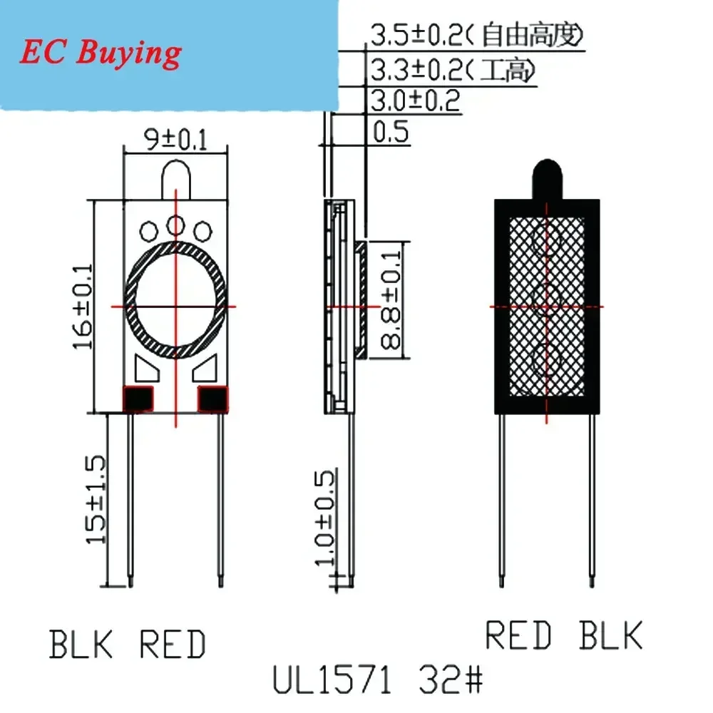 5Pcs/Lot 1609 Circular Magnet 8 Ohm 1W Speaker With Wire 16*9*3.5MM 8Ohm 1 Watt Loudspeaker For Smart Watch