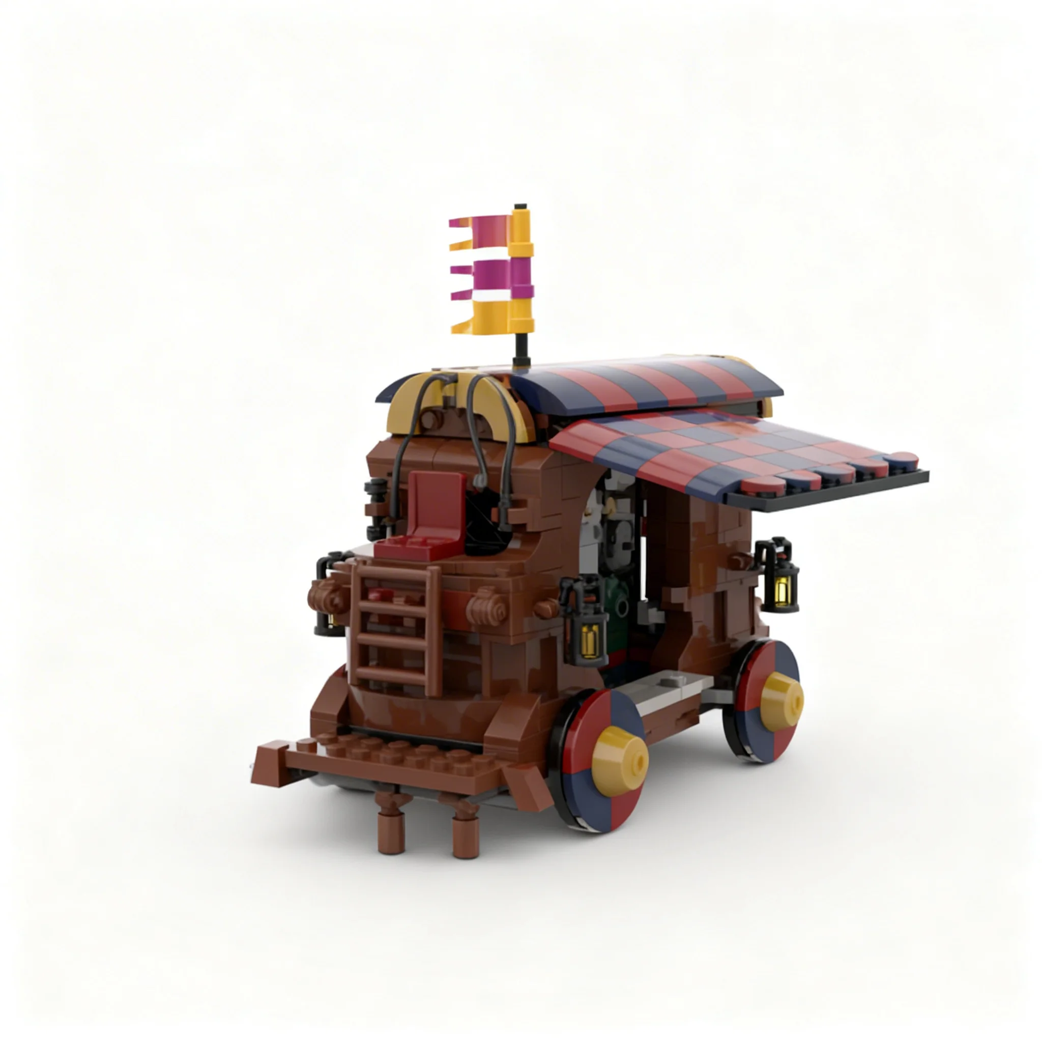 491pcs MOC Bardic Performance Wagon Castle Medieval Fortress Model Building Blocks Design Collection Parts Bundle Space Toy Gift