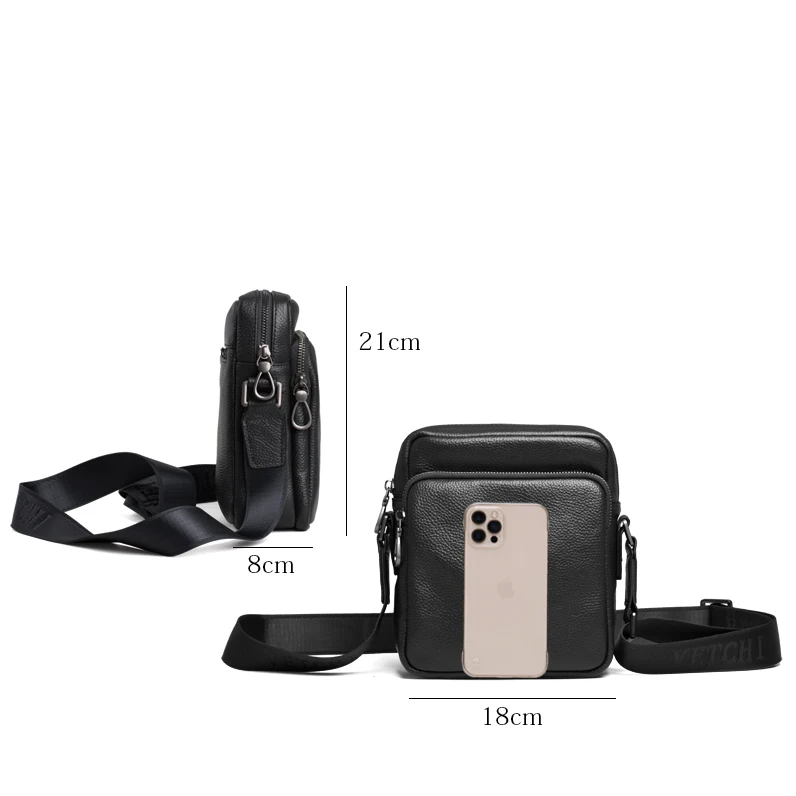 

Genuine Leather Men's oulder Bag Casual Crossbody Small Bapa for Phones Cowhide Leather Faionable And Leisurely