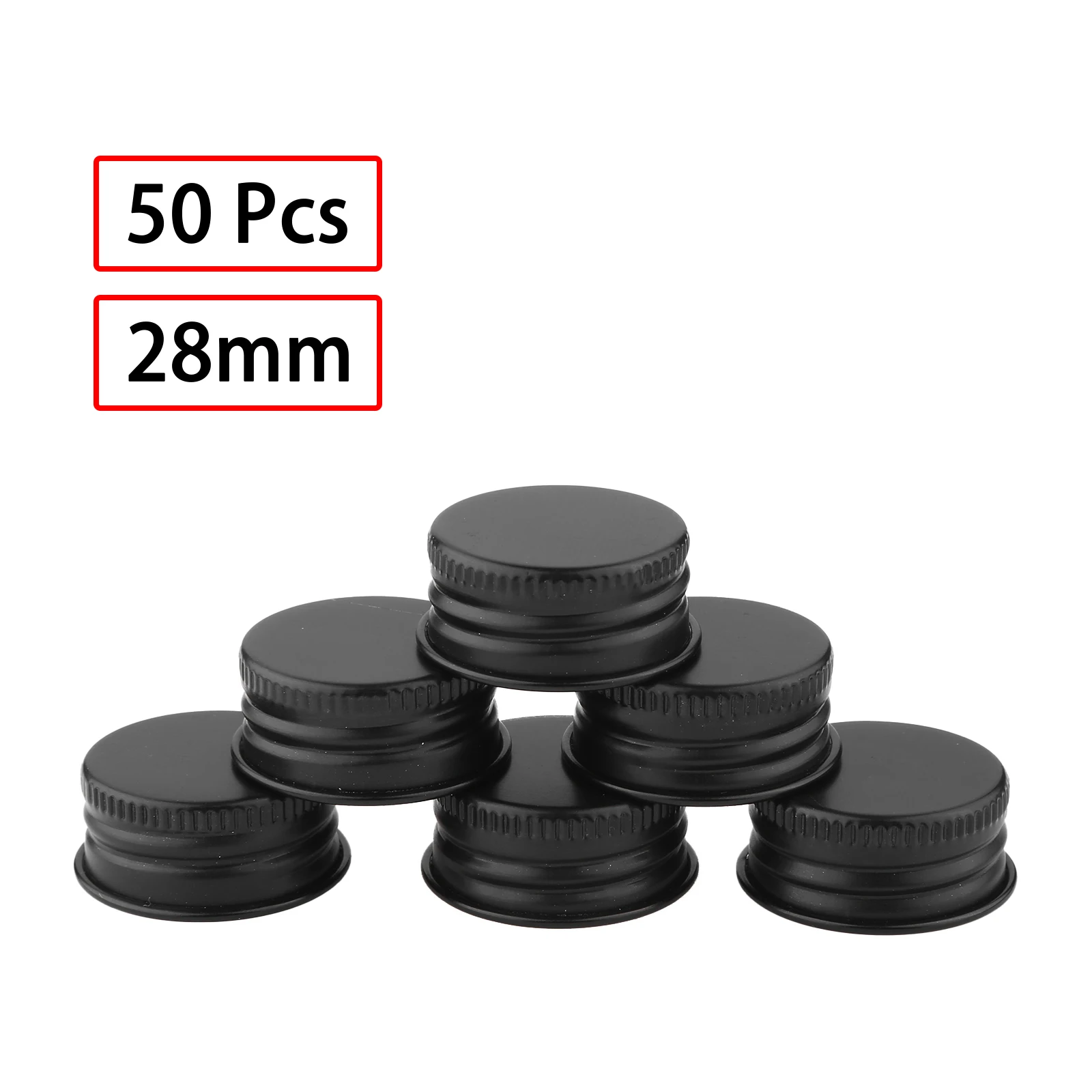 50 24/28mm Mini Cap Premium Aluminium Fresh-keeping Lids Threaded Cap Lids Replacements for Mason Jar Borosilicate Glass Bottles