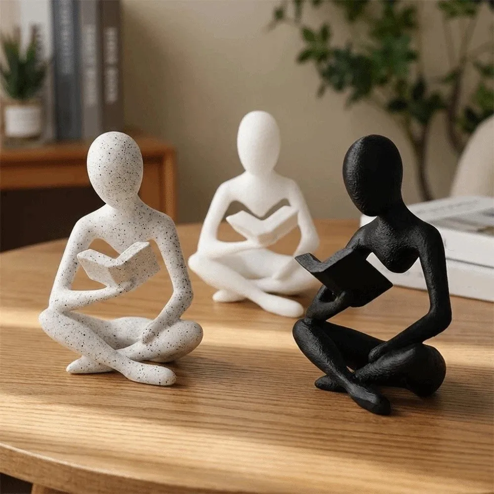 Modern Mini Reader Sculpture Ornament Minimalist Decorative Reader-Shaped Statue Abstract 3D Printed Thinker Statue Study