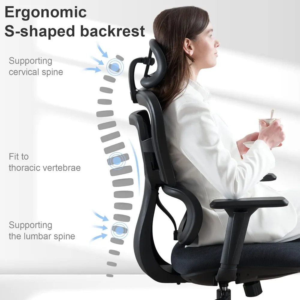 Ergonomischer Bürostuhl-Mesh-Bürostuhl mit hoher Rückenlehne, rollender Schreibtischs tuhl, drehbarer Chai