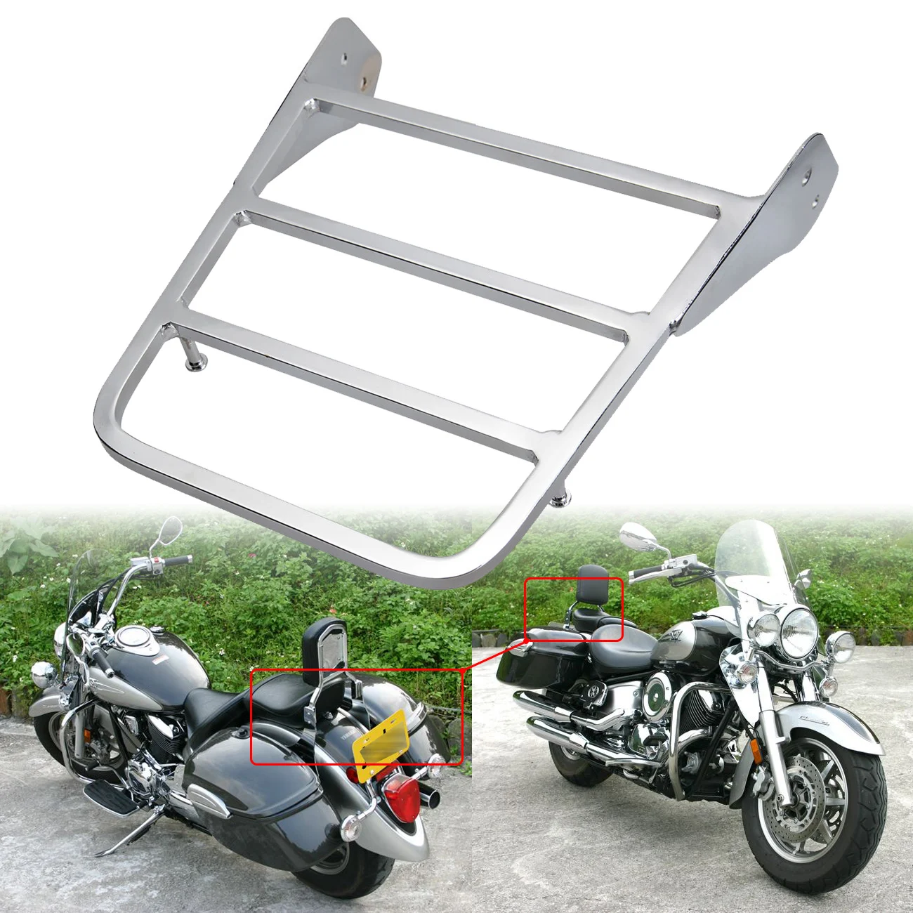 

Motorcycle Sissy Bar Luggage Rack For Yamaha VStar 1100 Classic / Dragstar XVS1100 2000-2011, V-Star 400/650 Classic 1998-2011