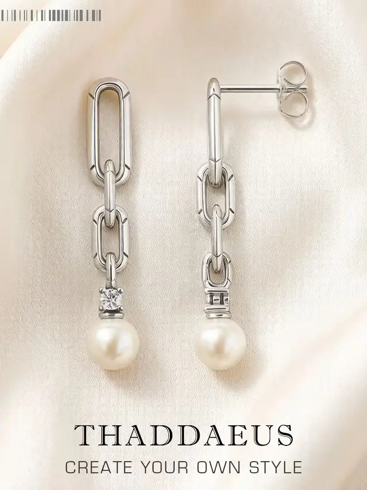 Coole Eyecatcher-Ohrringe, Link, neue trendige Süßwasserperlen, Geschenk für Frauen, hochwertiger 925er-Sterlingsilber-Edelschmuck