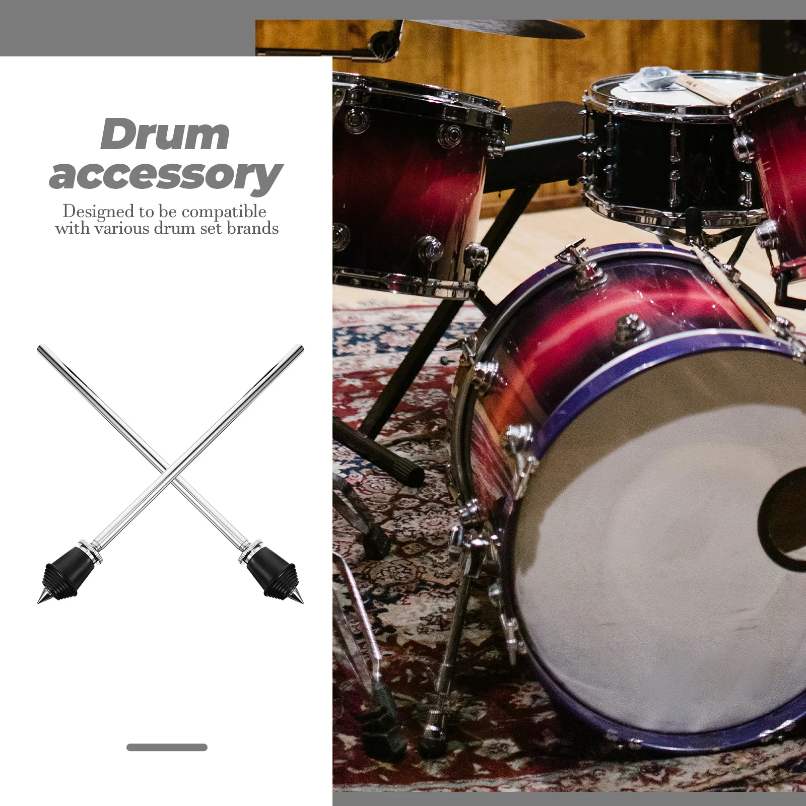 

2 Pcs Drum Bracket Accessories Tom Brackets Percussion Instrument Bass Stand Metal Accessory