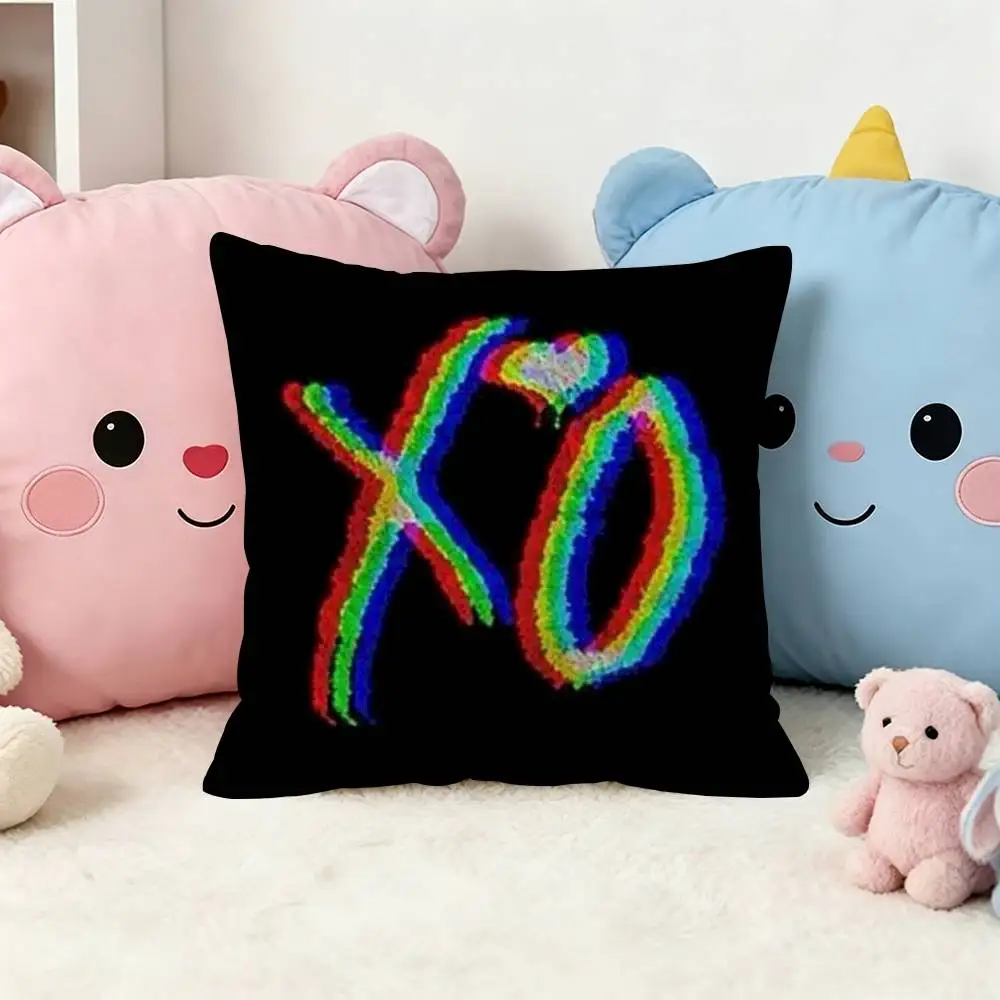 S-Singer The Weeknd X-XO-O Logo Square Double-Sided Printed Pillow Case Sofa Cushion Cover Bedroom Bedside Decor