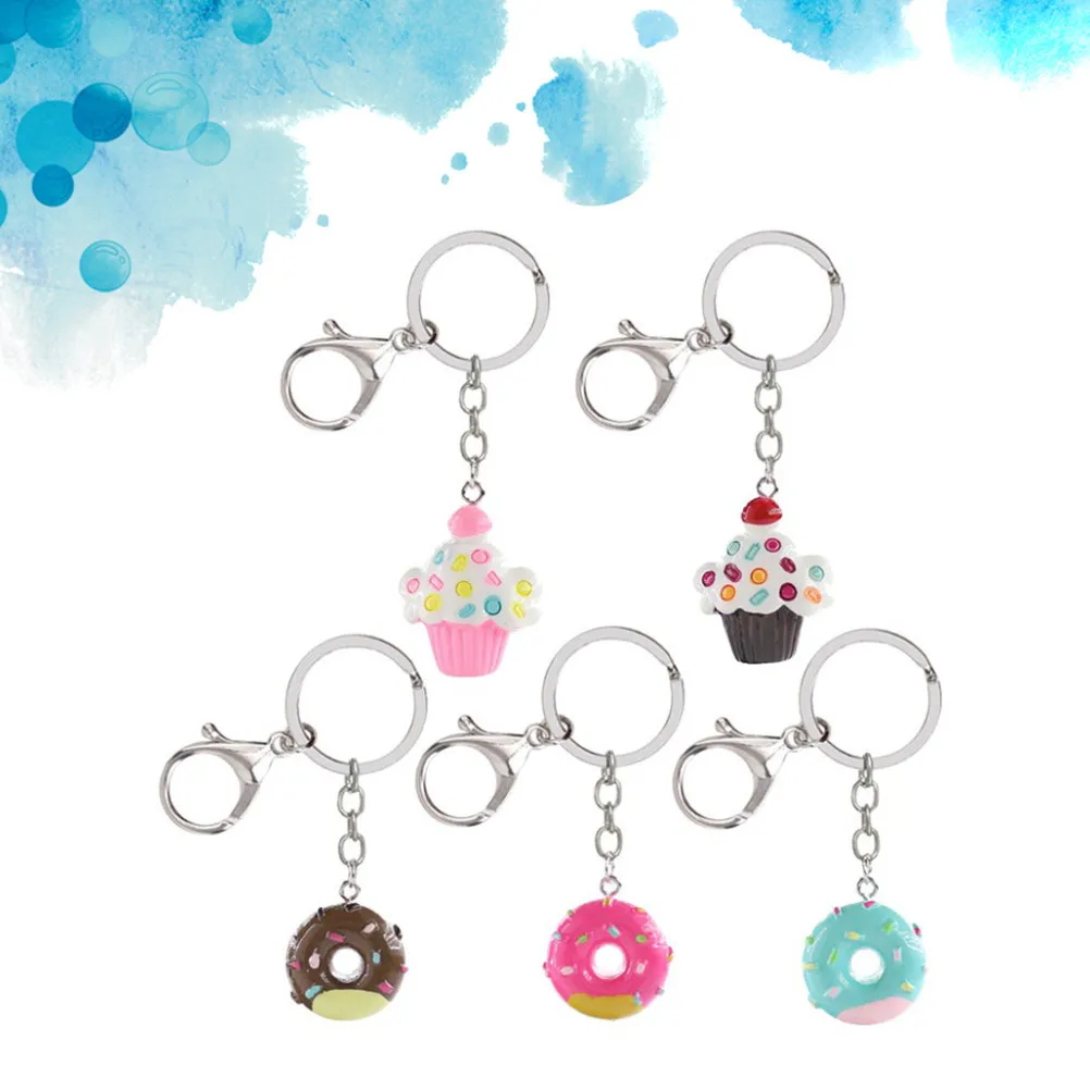 5Pcs Simulation Ice Cream Cake Keychain Handmade Premium Metal Pendant Perfect Gift Hanging Ornament for Birthday Party