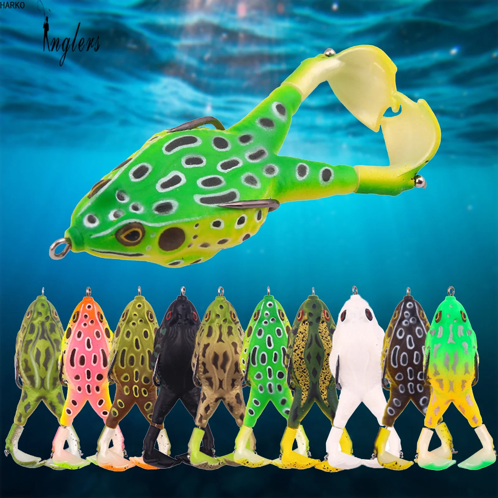 Frog Type Topwater Lure Silicone Thunder Frog Fishing 9cm13.5g Double Hook Propeller Soft Bait Artificial Wobbler Fishing Bait