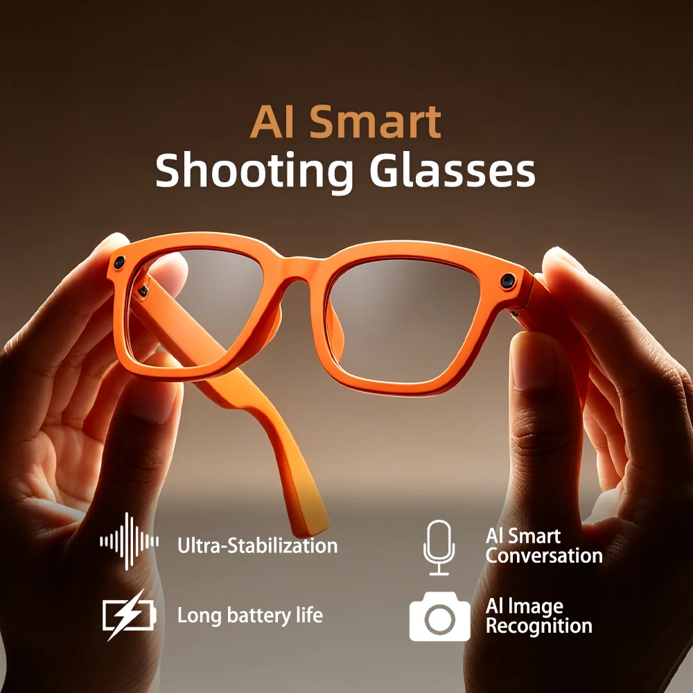 Trending OEM 8MP AI Smart Glasses With 1200P HD Camera Real-Time Translation Voice Assistant Bluetooth Audio For Business Travel