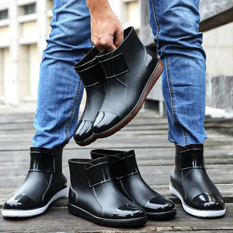 

Winter Large-sized Low Top Outdoor Plush Rain Shoes Waterproof and Anti Slip Short Rain Boots Wear Resistant Men's Water Shoes