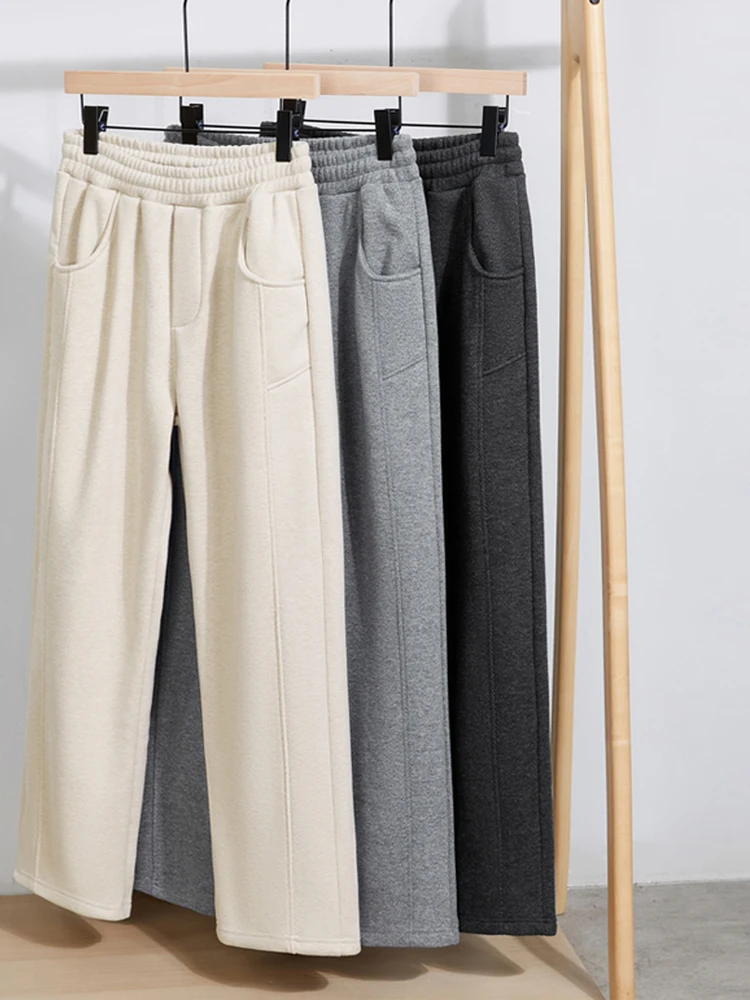 

Recommended Self-Purchase! Skin-Friendly Woolen Men's Winter Thiened Casual Straight Leg Sweatpants Elastic Waisand