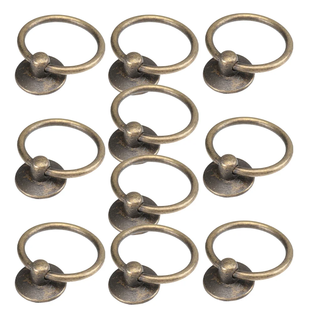 

10Pcs Metal Ring Pull Knobs Zinc Alloy Vintage Drawer Handles Cabinet Pulls Furniture Hardware for Cupboards Doors