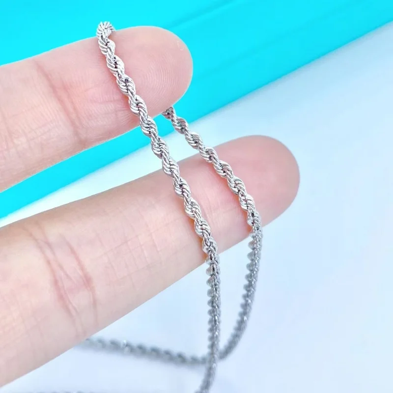 PT950 Pure Platinum Men's 4mm Fried Dough Twists Necklace Luxury Fashion Boss Collar Chain